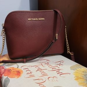 MICHAEL Michael Kors Cindy Saffiano Dome Crossbody, Color Merlot